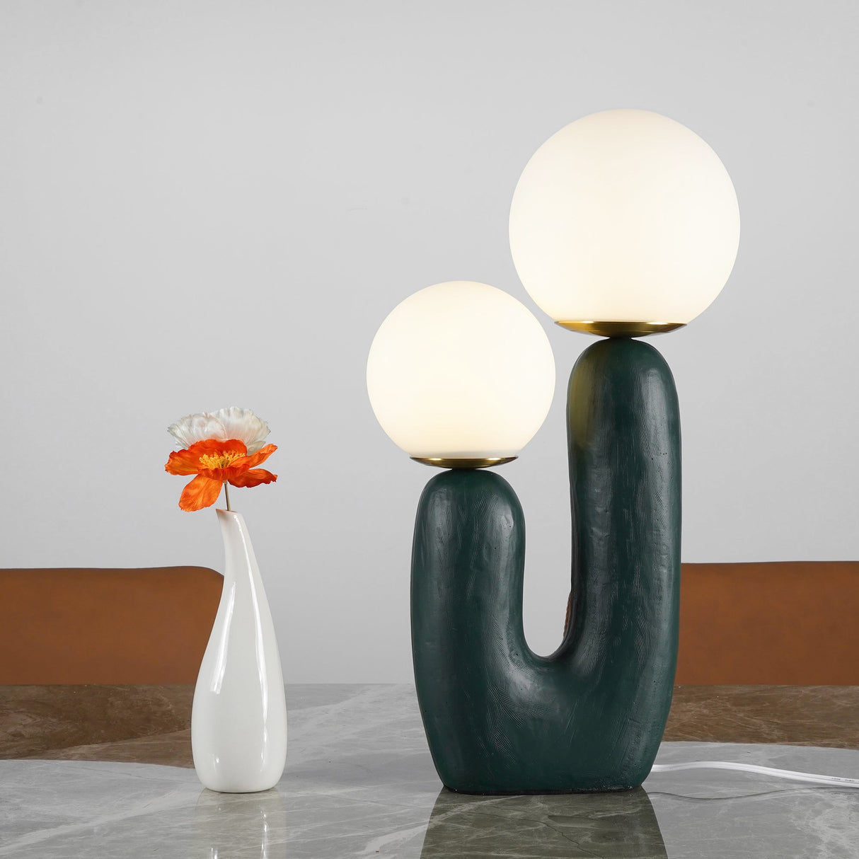 Modern Glass Table Lamp Pink Resin Base With Dual Globes - Product detail 39