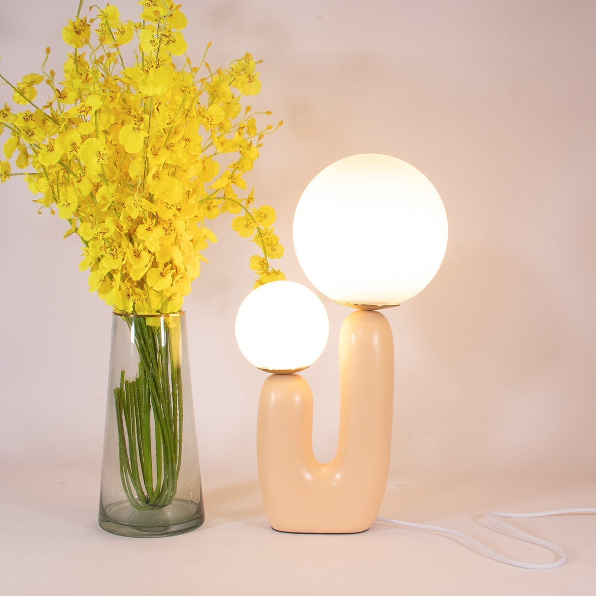 Modern Table Lamp Dual Globe Glass Design - Product example