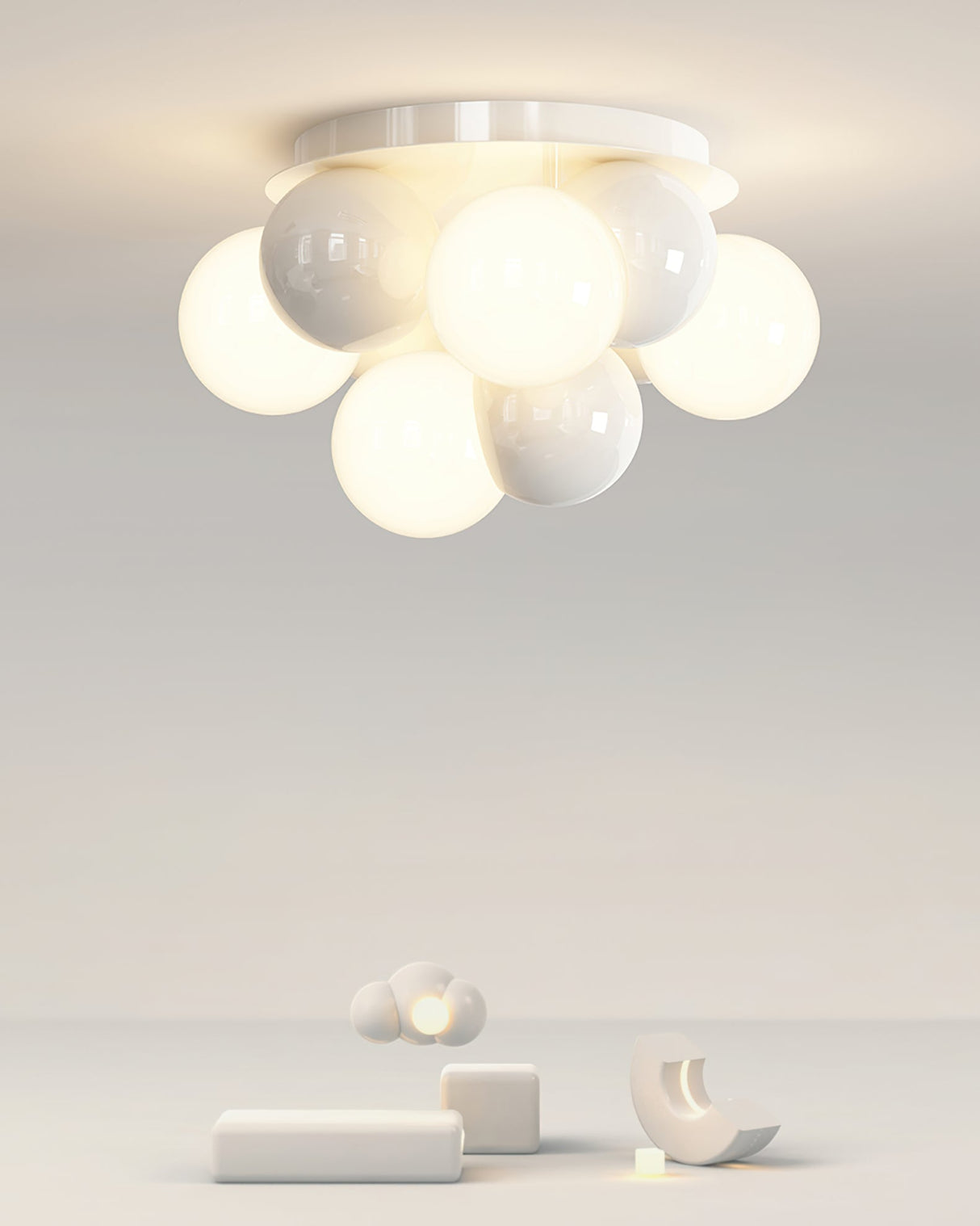 Modern Bubble Ceiling Light Cream Glass Spheres Design - Product detail 10
