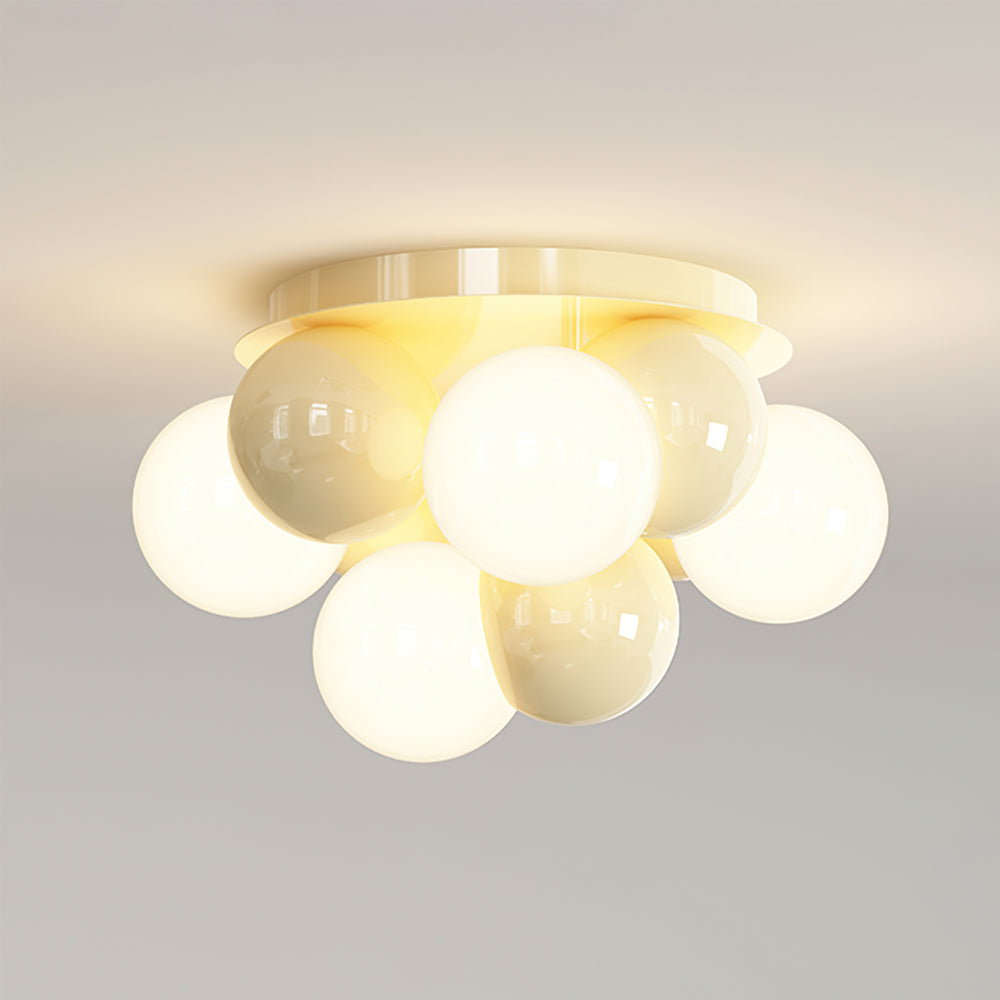 Modern Bubble Ceiling Light Cream Glass Spheres Design - Detailed view