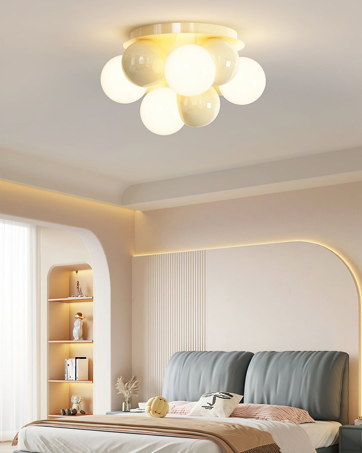 Modern Bubble Ceiling Light Cream Glass Spheres Design - Product detail 5