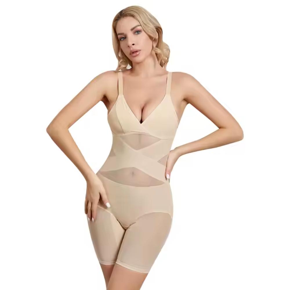 Sculpting Body Shaper Mesh Panel Compression Bodysuit - Detailed view