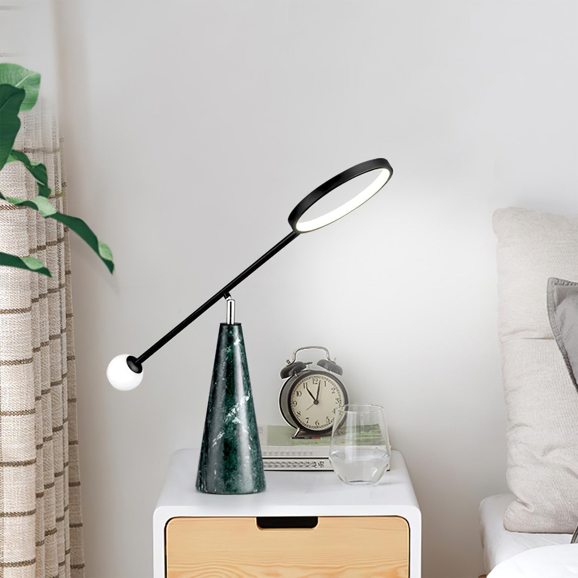 Modern LED Table Lamp Green Marble Base with Adjustable Neck - Detailed view