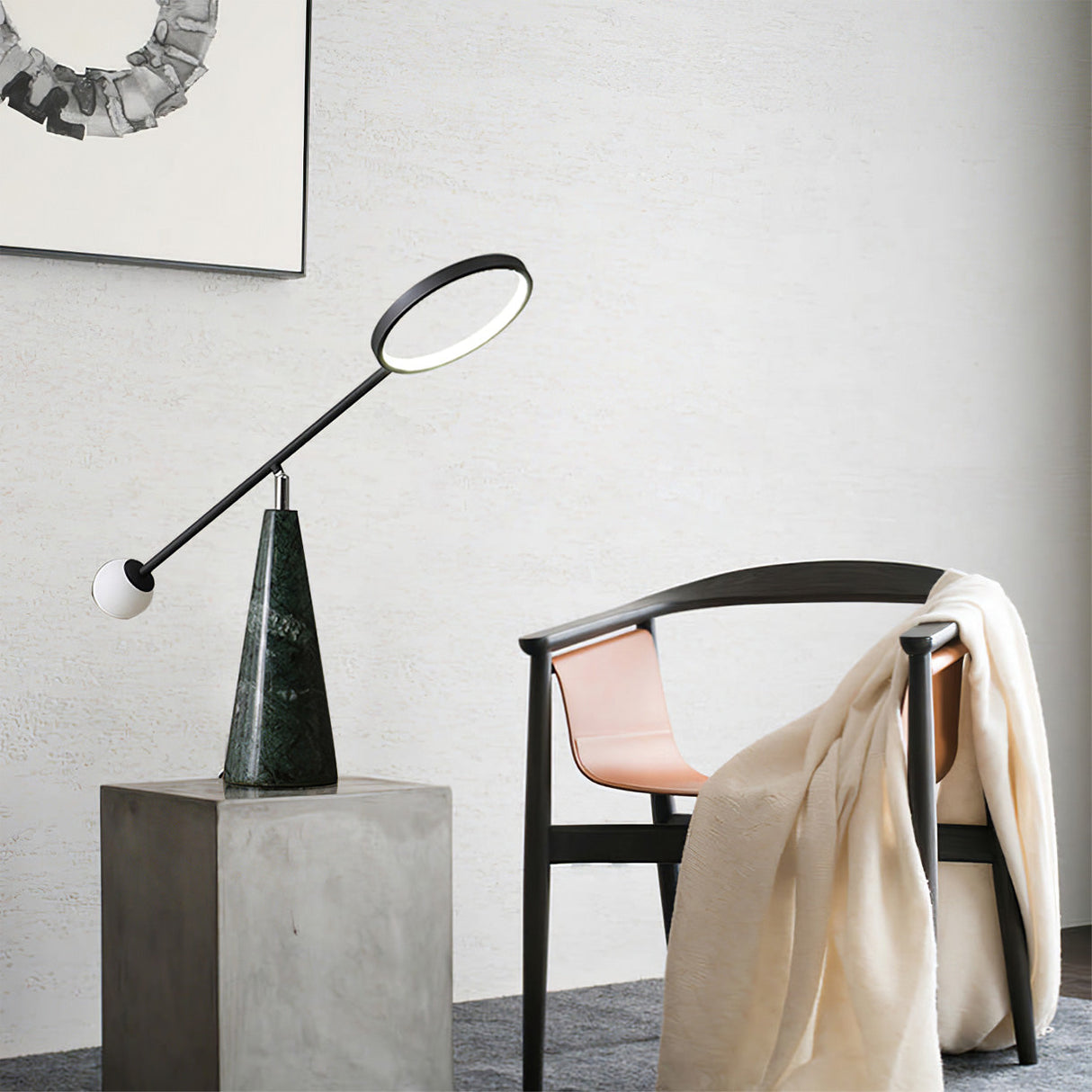 Modern LED Table Lamp Green Marble Base with Adjustable Neck - Product example