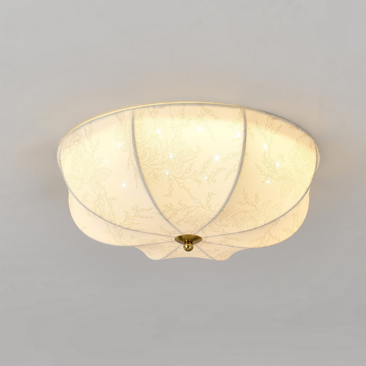Floral Ceiling Light Orchid Pattern Fabric Shade - Detailed view