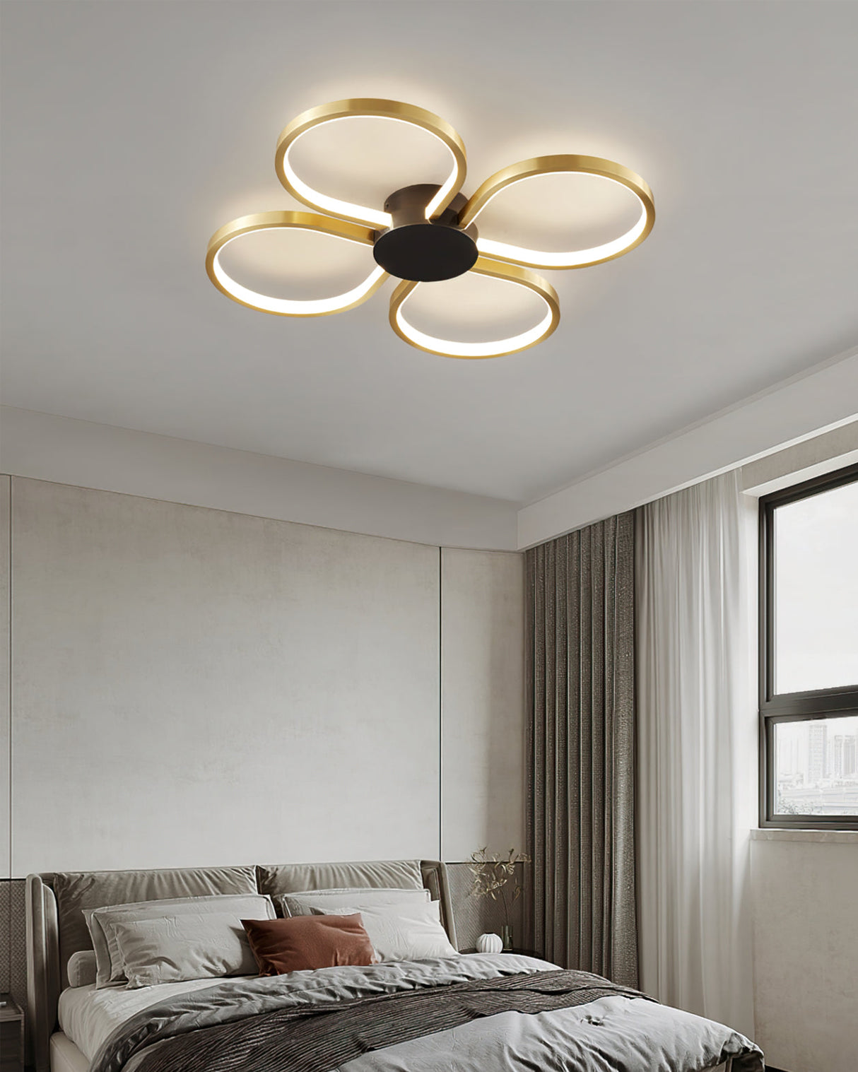 Modern Floral Ceiling Light Brass Geometric LED Design - Product detail 4