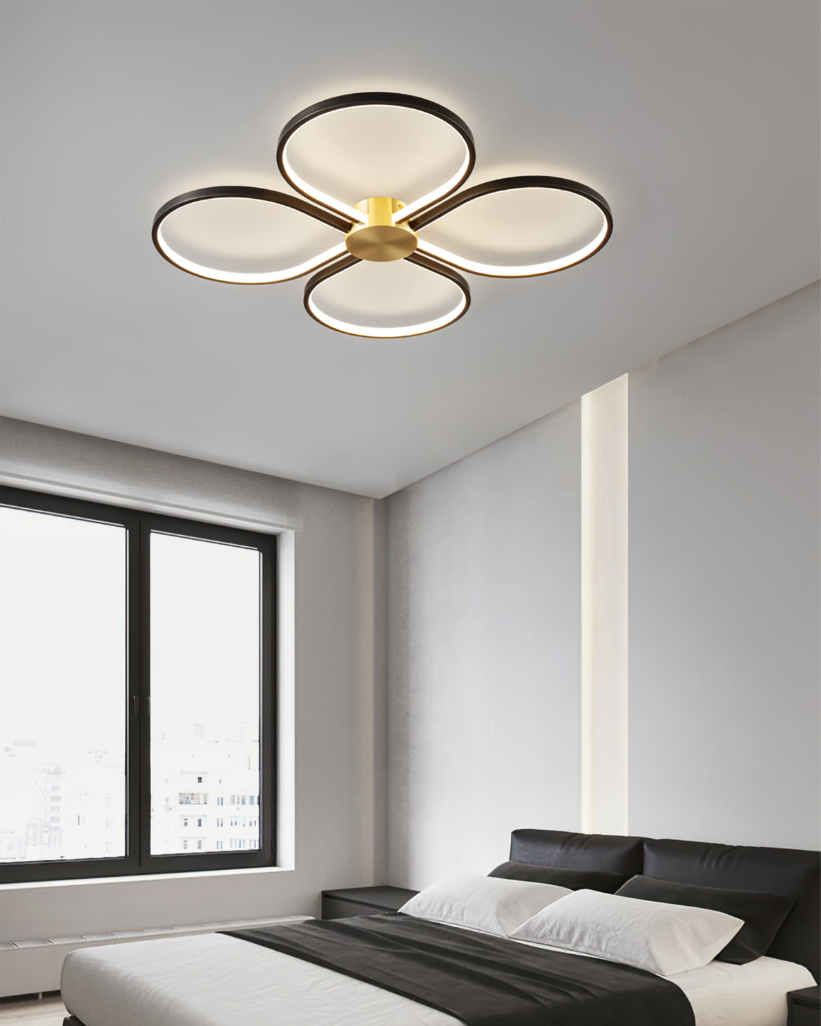 Modern Floral Ceiling Light Brass Geometric LED Design - Product detail 6