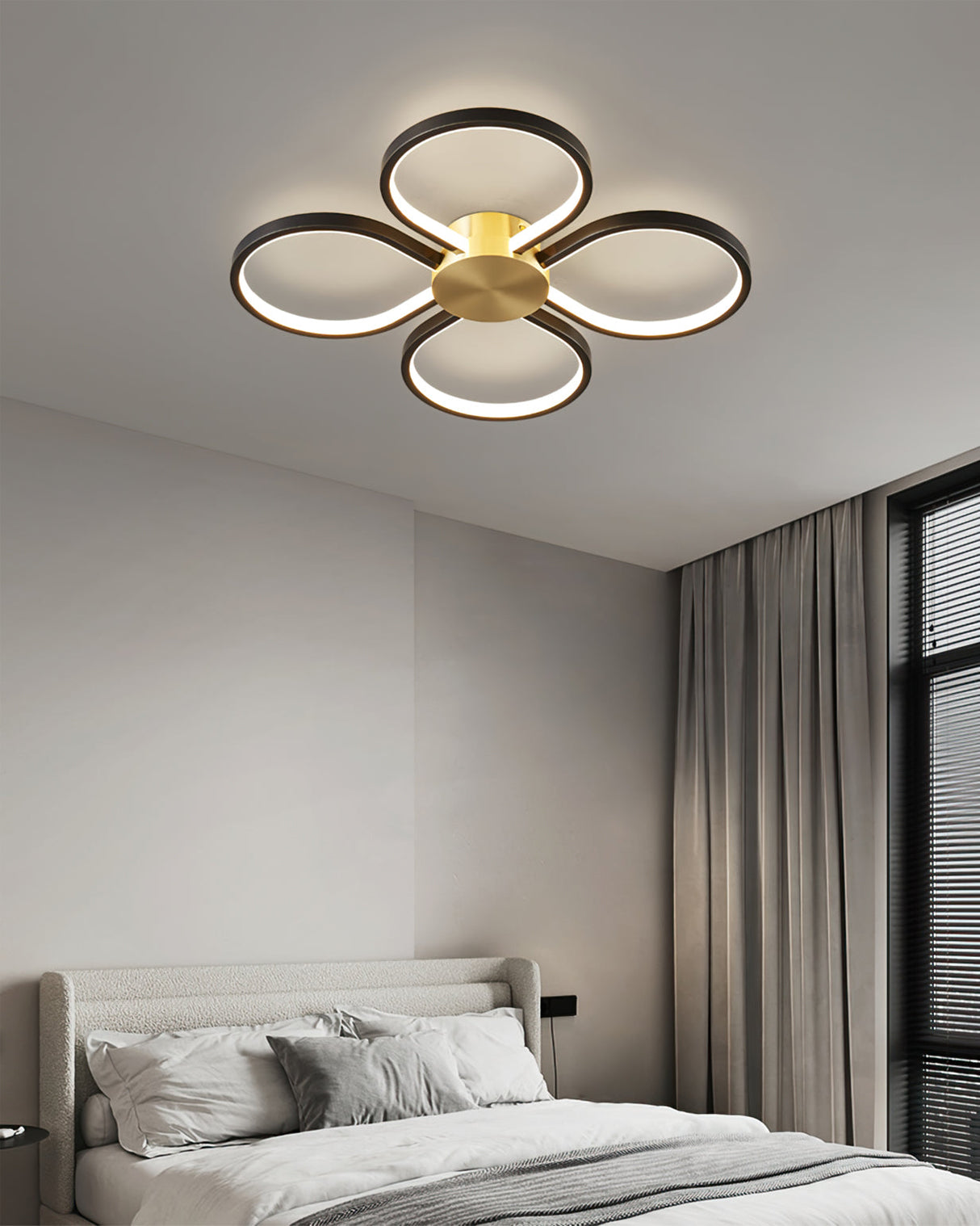 Modern Floral Ceiling Light Brass Geometric LED Design - Product detail 5