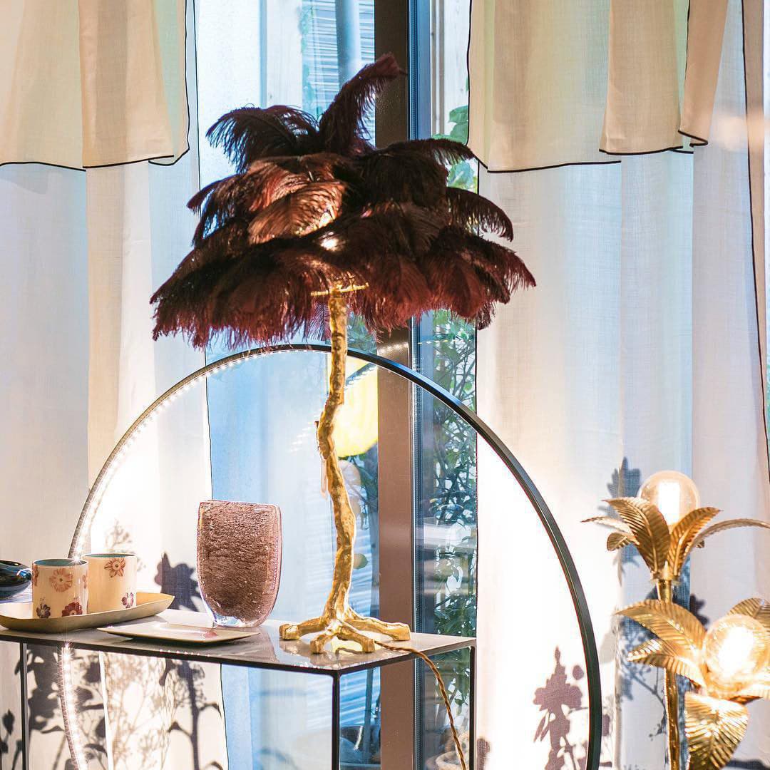 Feather Table Lamp Gold Base with Pink Ostrich Plumes - Product detail 32