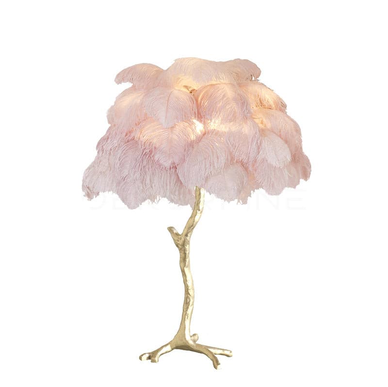 Feather Table Lamp Gold Base with Pink Ostrich Plumes - Product detail 84