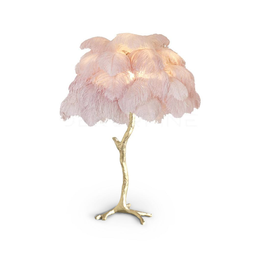 Feather Table Lamp Gold Base with Pink Ostrich Plumes - Product detail 71
