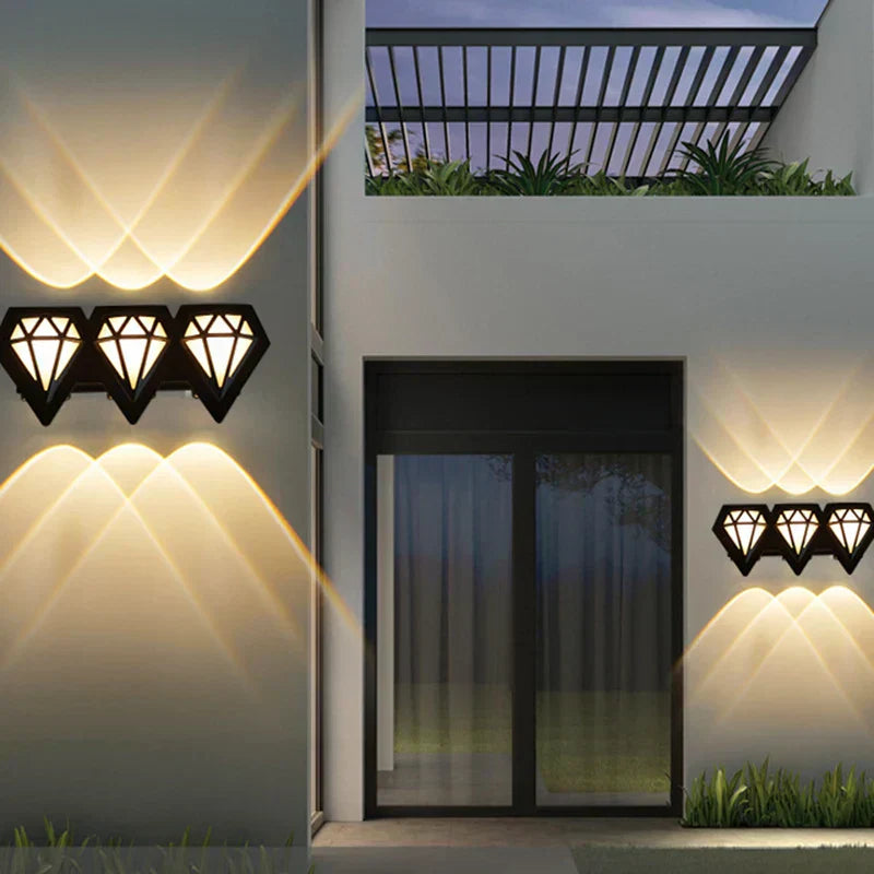Diamond Outdoor Wall Light Modern LED Triple Beam Design - Product detail 4