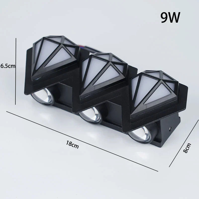 Diamond Outdoor Wall Light Modern LED Triple Beam Design - Product detail 5