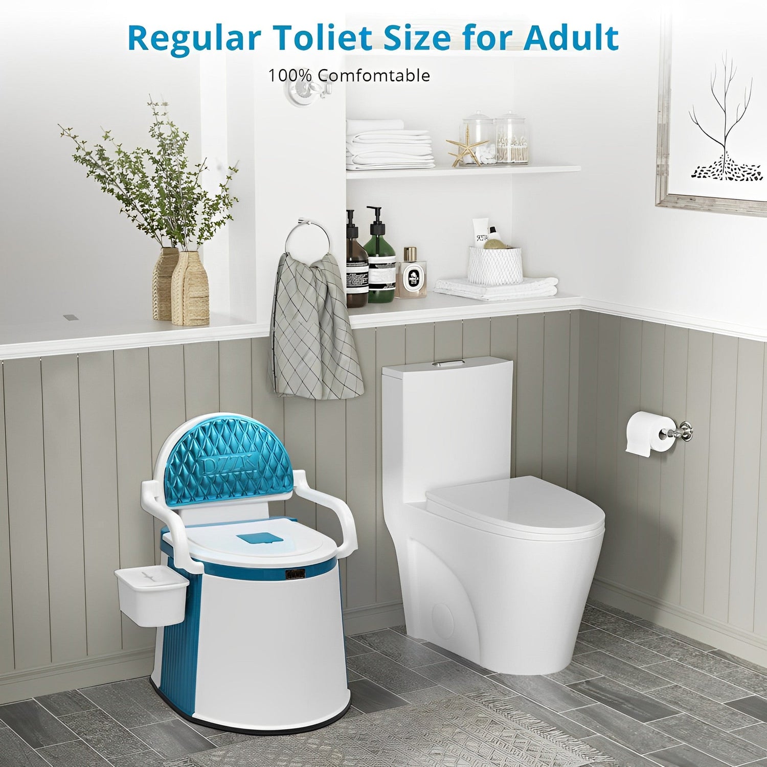Portable Toilet With Backrest  Anti-Slip Base For Adults And Elderly - Product example