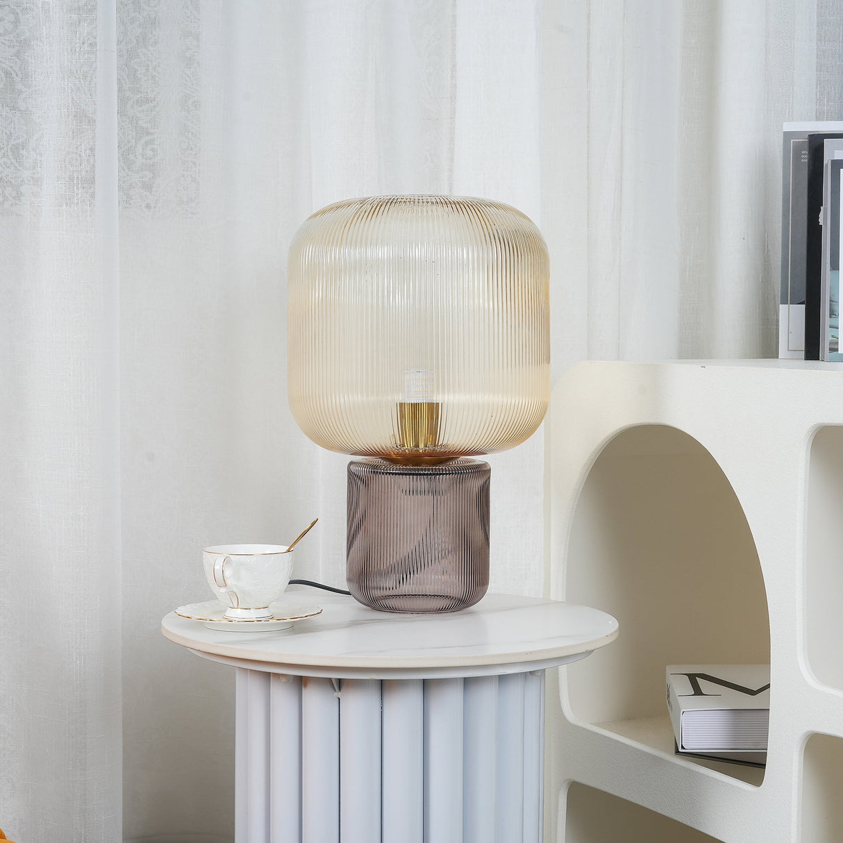 Modern Glass Table Lamp Ribbed Glass Design - Product detail 13