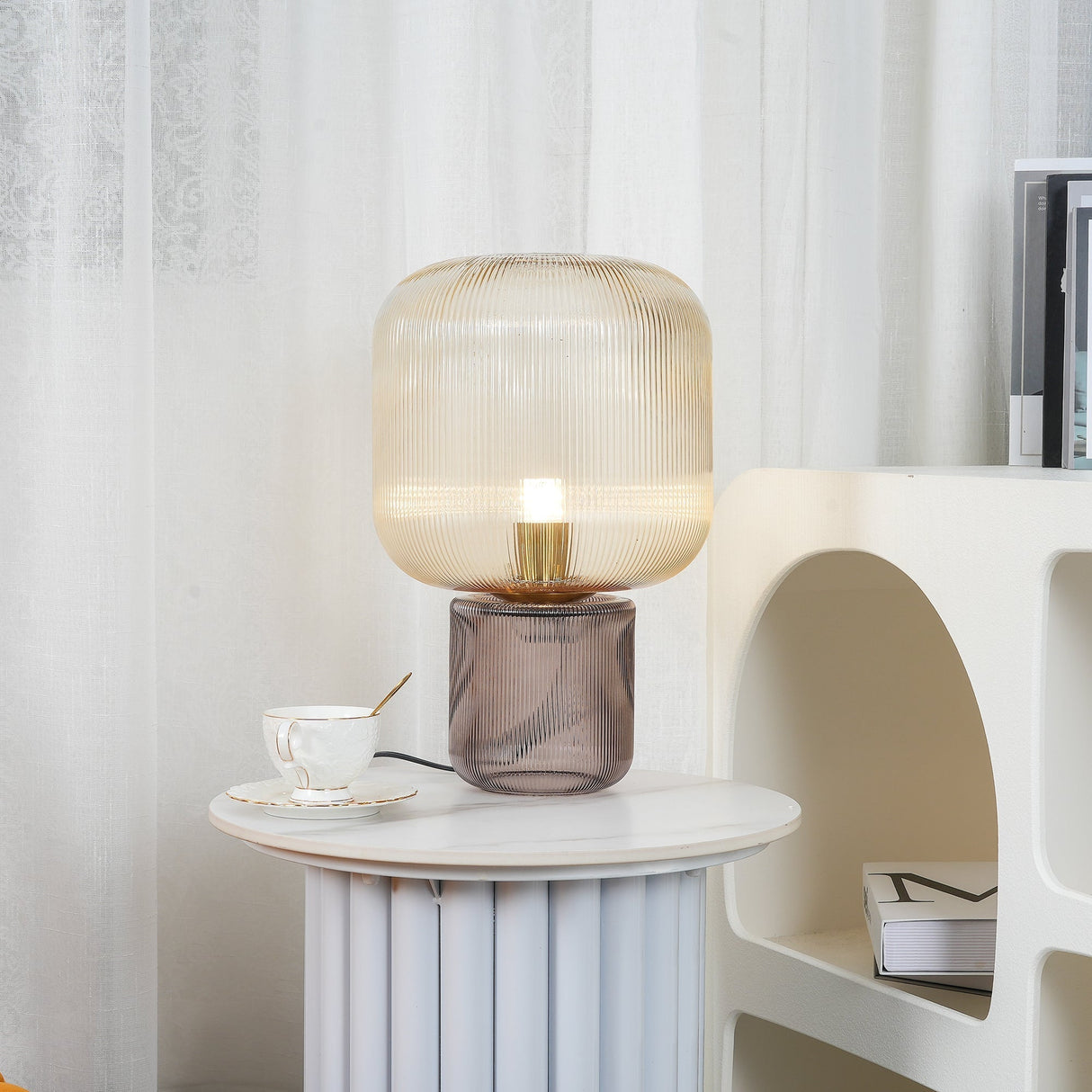 Modern Glass Table Lamp Ribbed Glass Design - Product detail 14