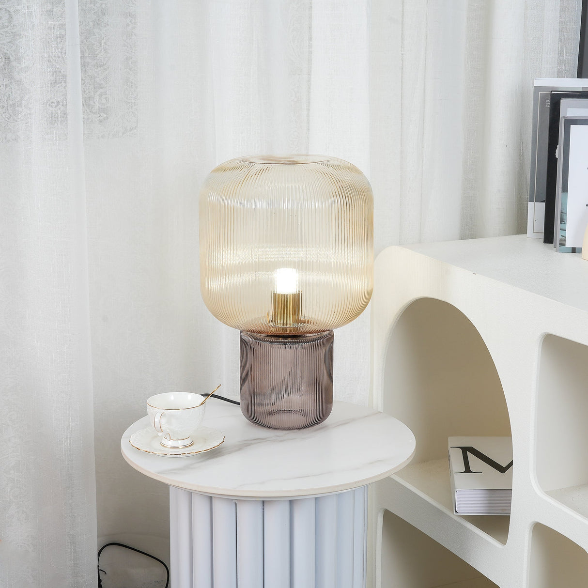 Modern Glass Table Lamp Ribbed Glass Design - Product detail 10