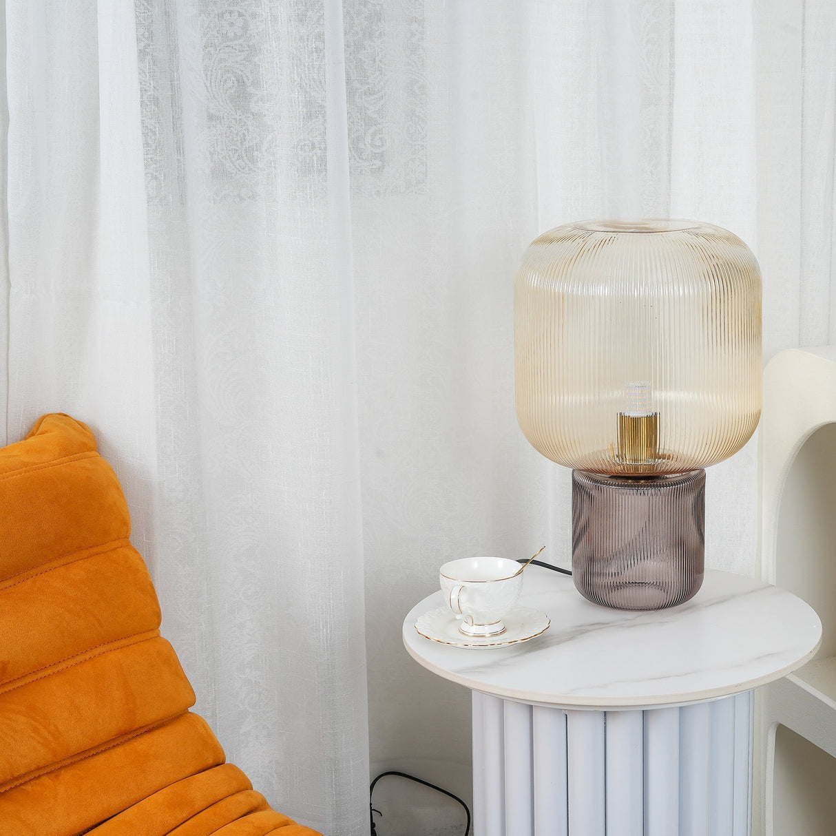 Modern Glass Table Lamp Ribbed Glass Design - Product detail 12