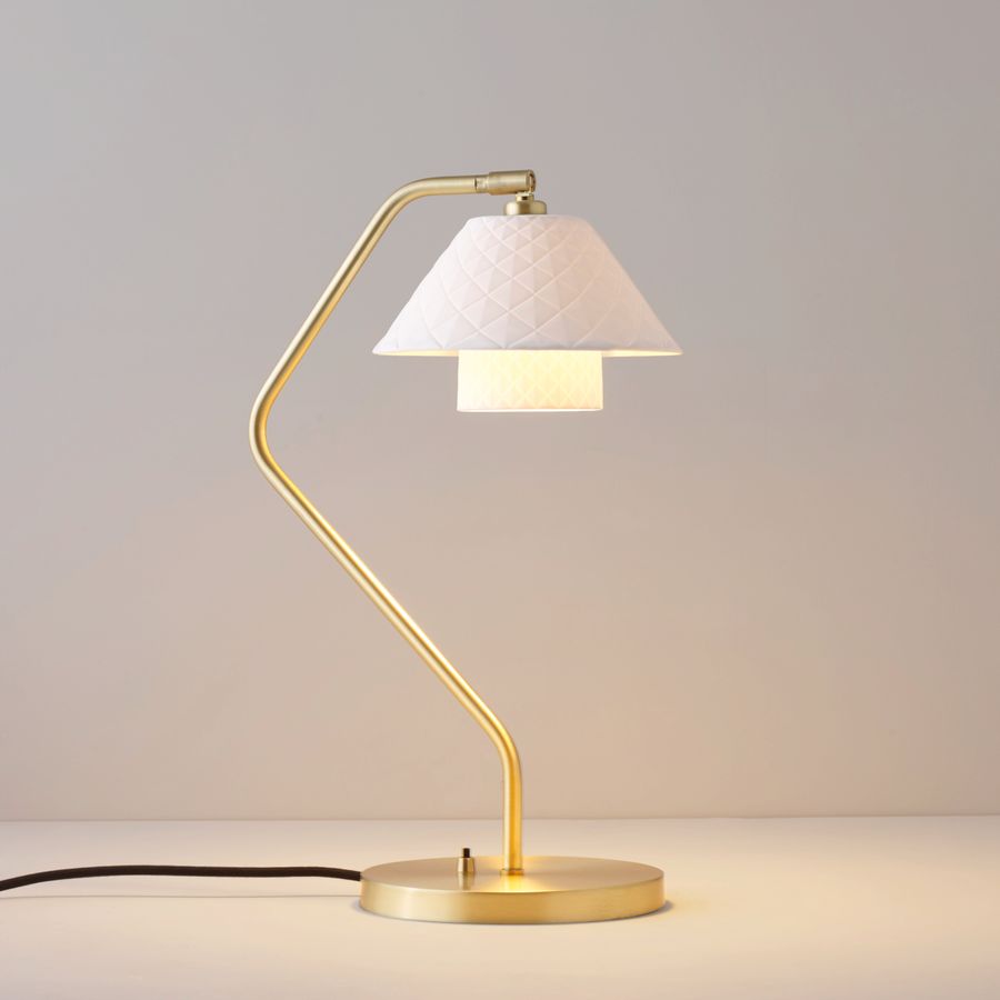Modern Table Lamp Brass Frame with Quilted China Shade - Product detail 12