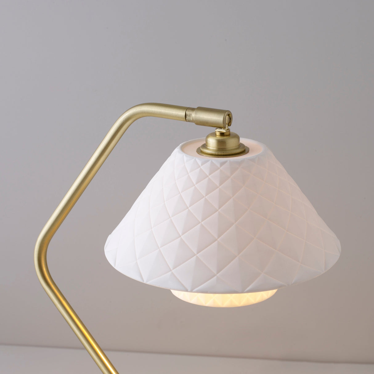 Modern Table Lamp Brass Frame with Quilted China Shade - Product example