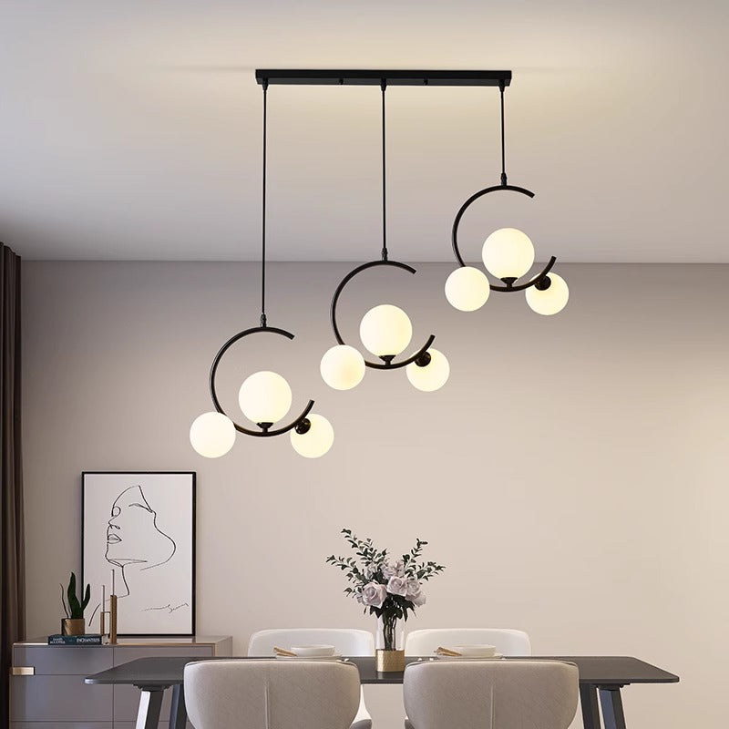 Modern LED Pendant Light Black Curved Arms With Glass Globes - Product detail 5