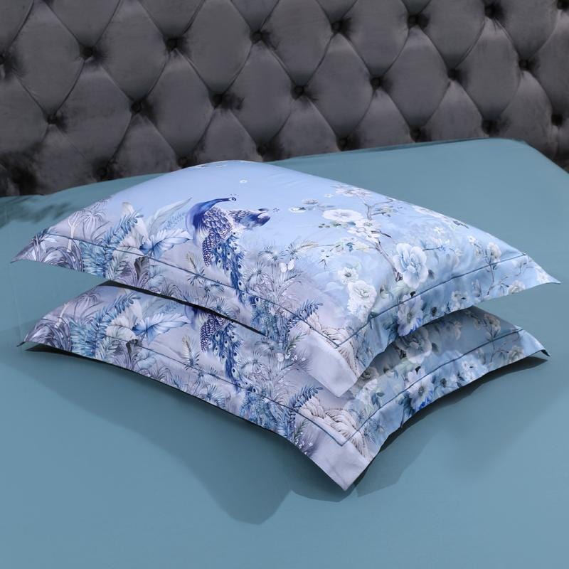 Egyptian Cotton Bedding Set  Blue Floral Peacock Design - Product detail 11