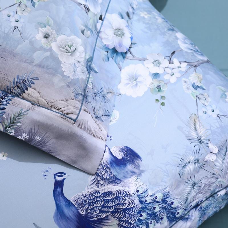Egyptian Cotton Bedding Set  Blue Floral Peacock Design - Product detail 9