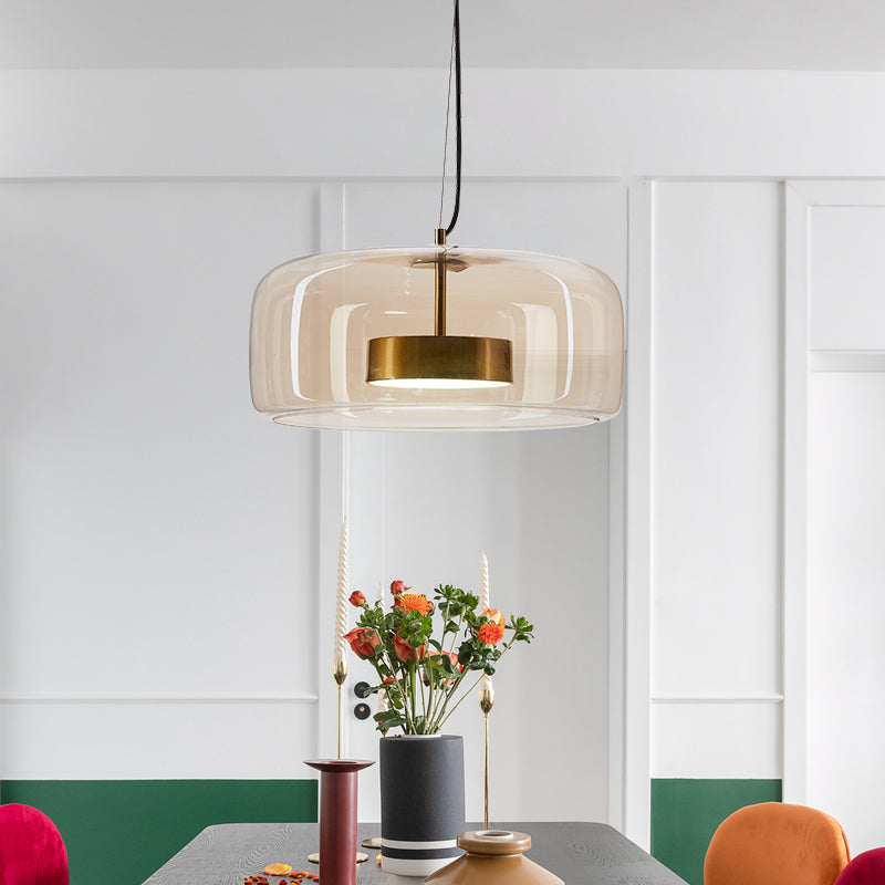 Modern Glass Pendant Light  Smoked Glass With Brass Accents - Product detail 5
