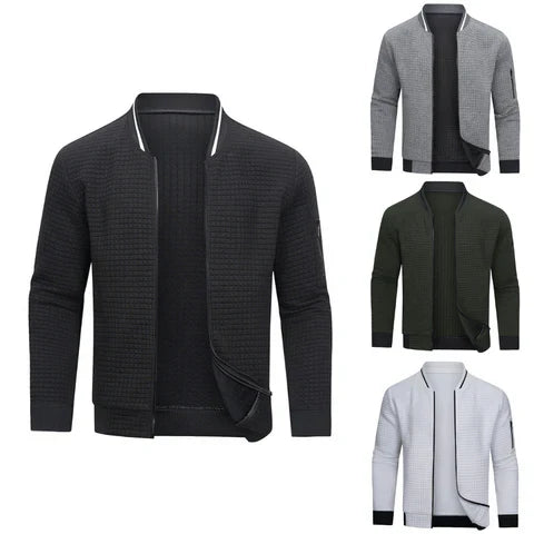 Modern Quilted Bomber Jacket Textured Knit Design - Product showcase