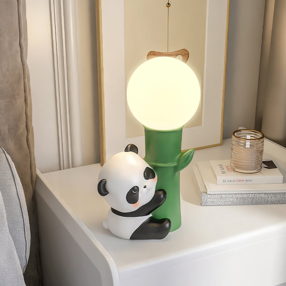 Asian Panda Table Lamp  Bamboo Design with Glass Globe - Product detail 5