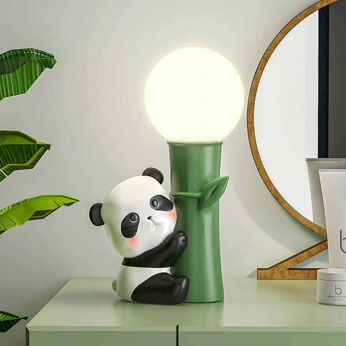Asian Panda Table Lamp  Bamboo Design with Glass Globe - Product detail 10