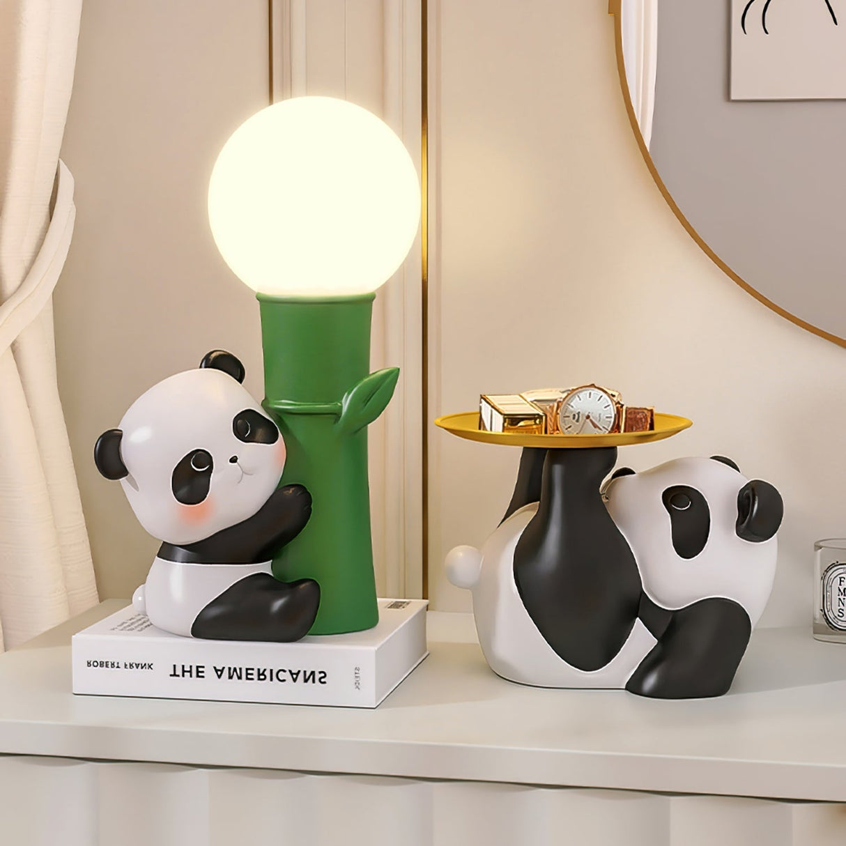 Asian Panda Table Lamp  Bamboo Design with Glass Globe - Product detail 8