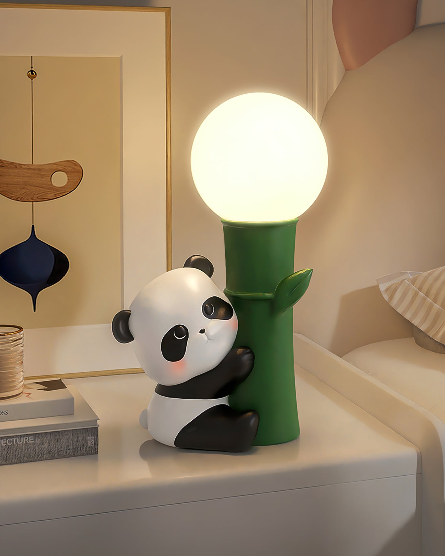 Asian Panda Table Lamp  Bamboo Design with Glass Globe - Product detail 9