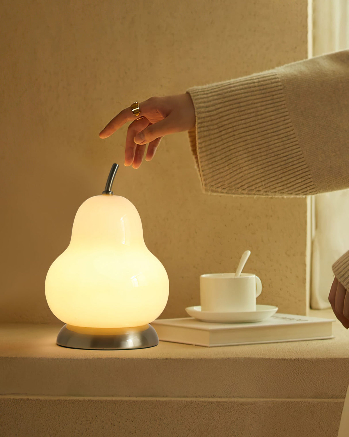 Pear Glass Table Lamp Cream Shade With Gold Base - Product detail 7