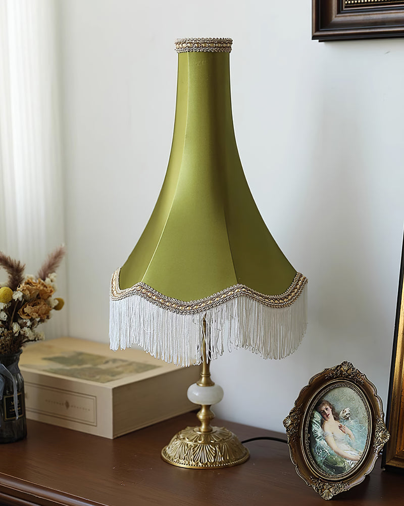 Vintage Table Lamp Marble Base with Fringe Trim - Product detail 9