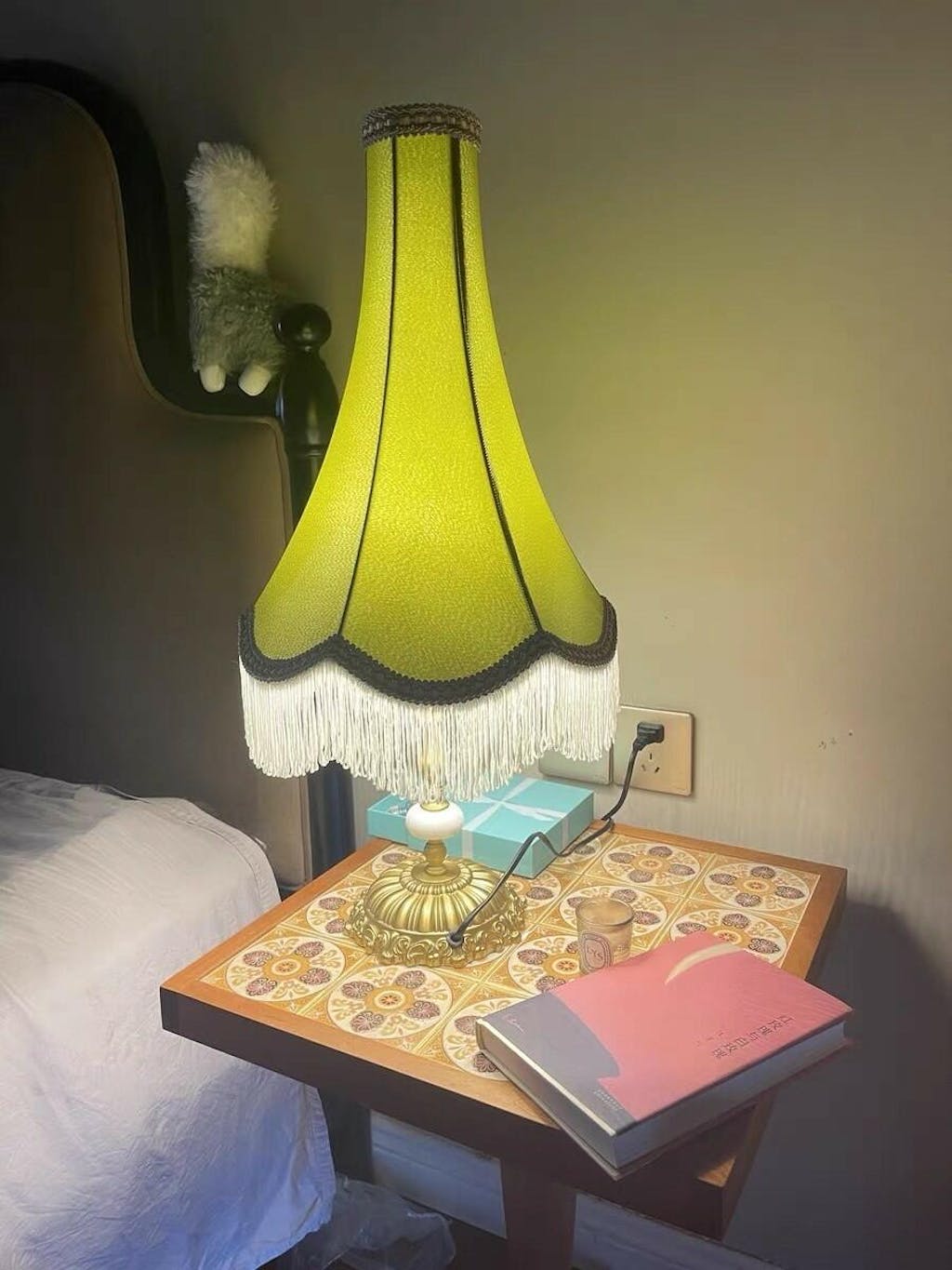 Vintage Table Lamp Marble Base with Fringe Trim - Product detail 16