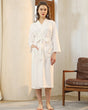 Bamboo Fiber Waffle Robe  White Cotton Blend Spa Bathrobe - Product showcase