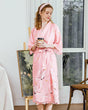 Satin Kimono Robe  Pink Crane Pattern Design - Product showcase