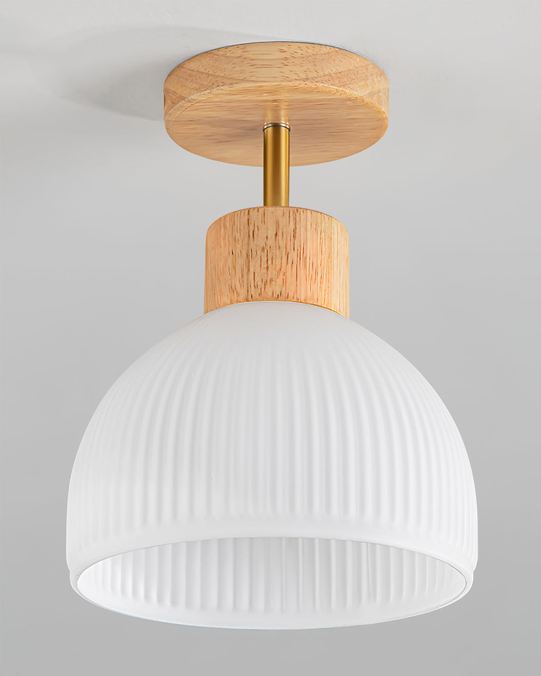 Scandinavian Ceiling Light Wood and Glass Dome Design - Product detail 18