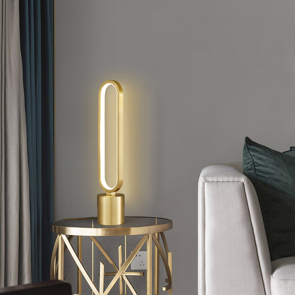 Modern LED Table Lamp Brass Oval Ring Design - Product detail 7