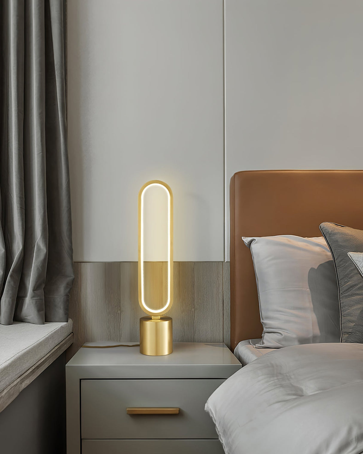 Modern LED Table Lamp Brass Oval Ring Design - Product detail 8