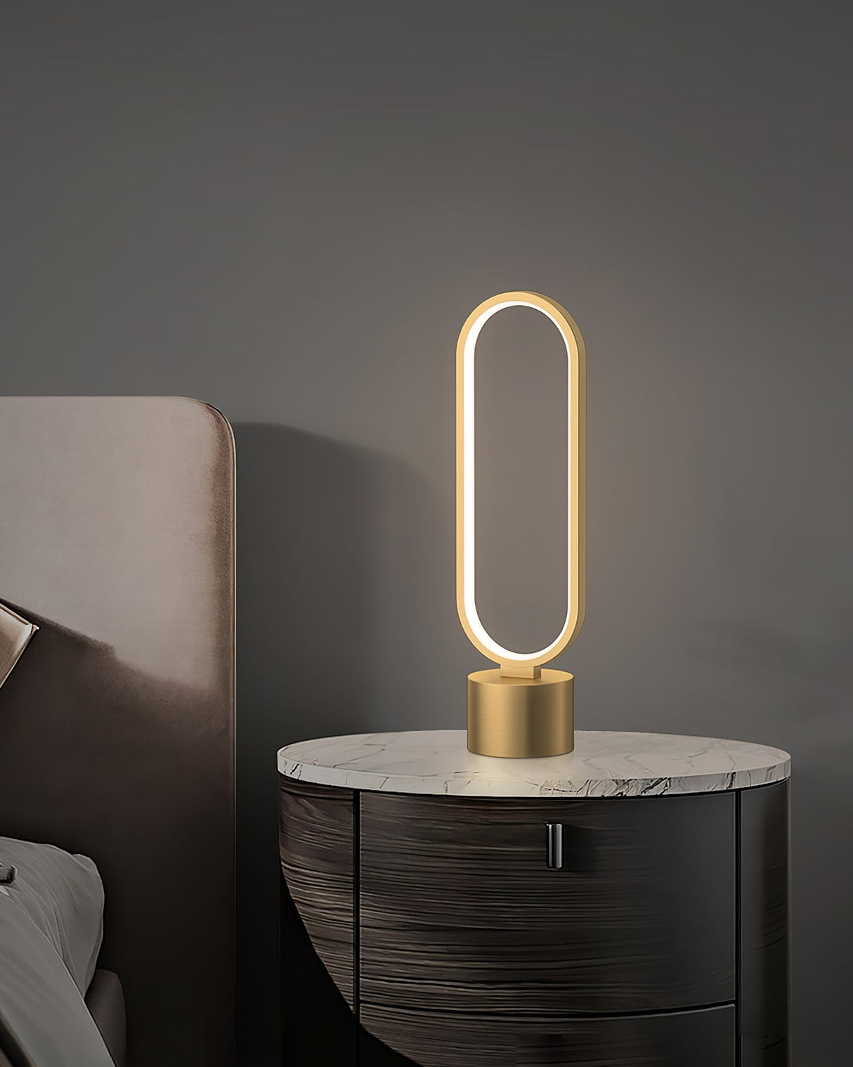 Modern LED Table Lamp Brass Oval Ring Design - Product detail 13