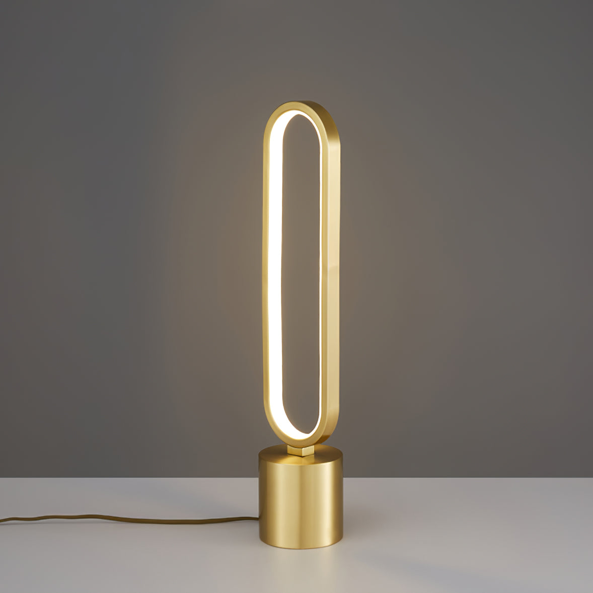 Modern LED Table Lamp Brass Oval Ring Design - Product example