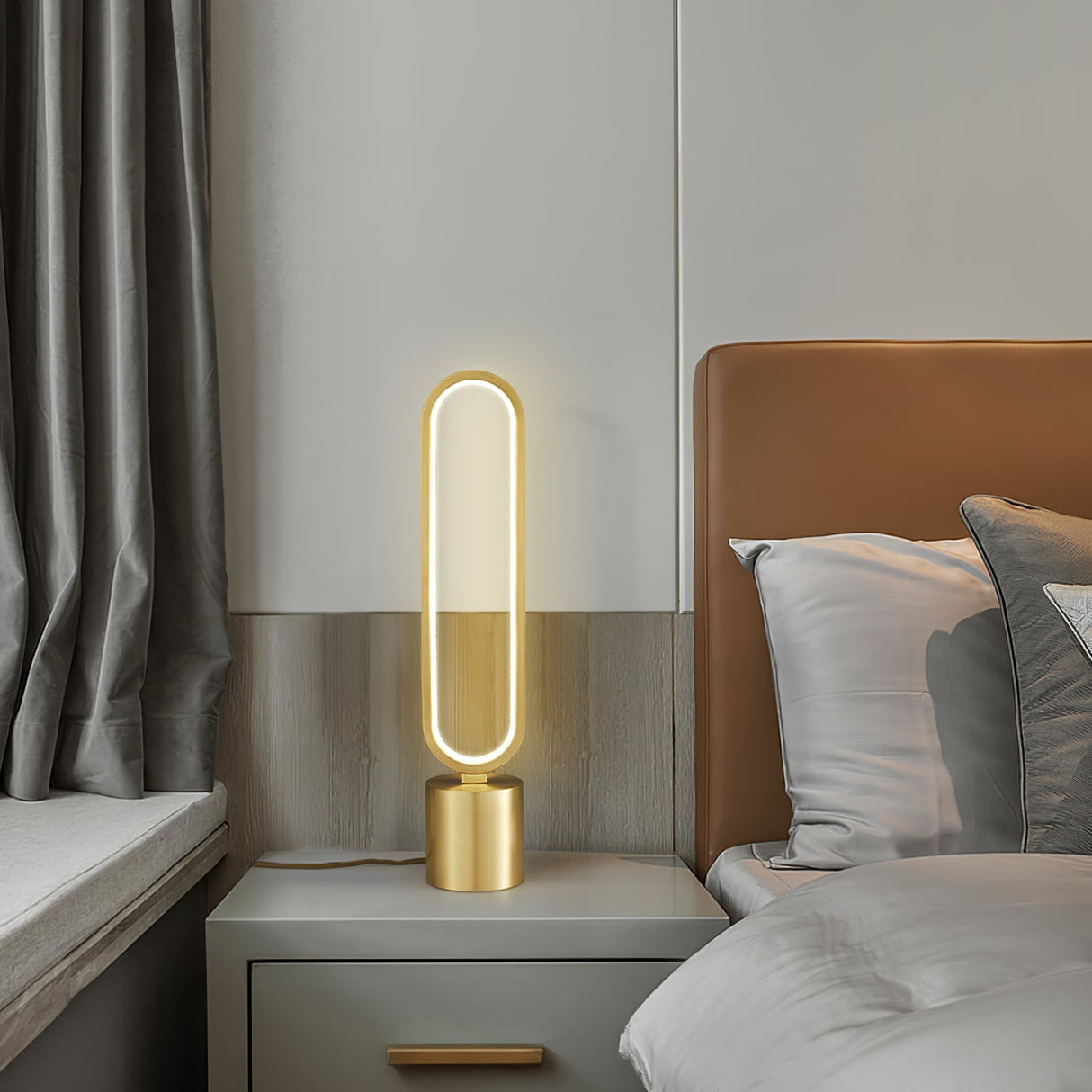 Modern LED Table Lamp Brass Oval Ring Design - Product detail 6