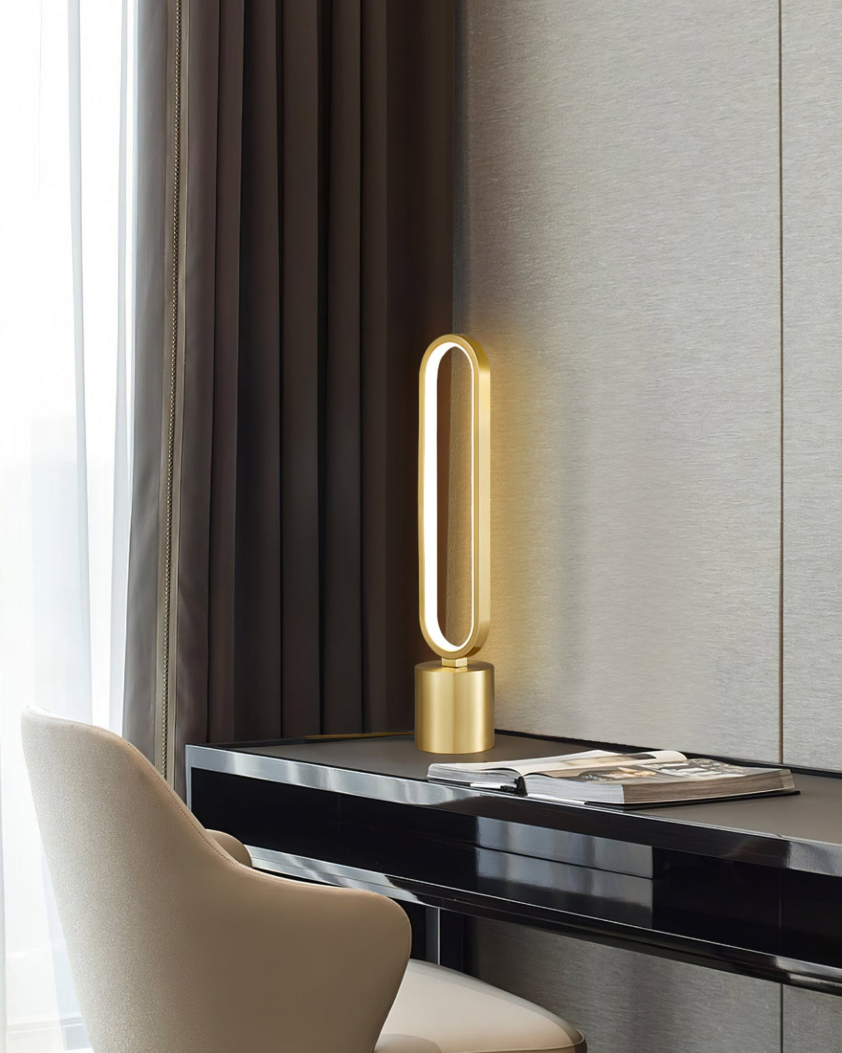 Modern LED Table Lamp Brass Oval Ring Design - Product detail 10