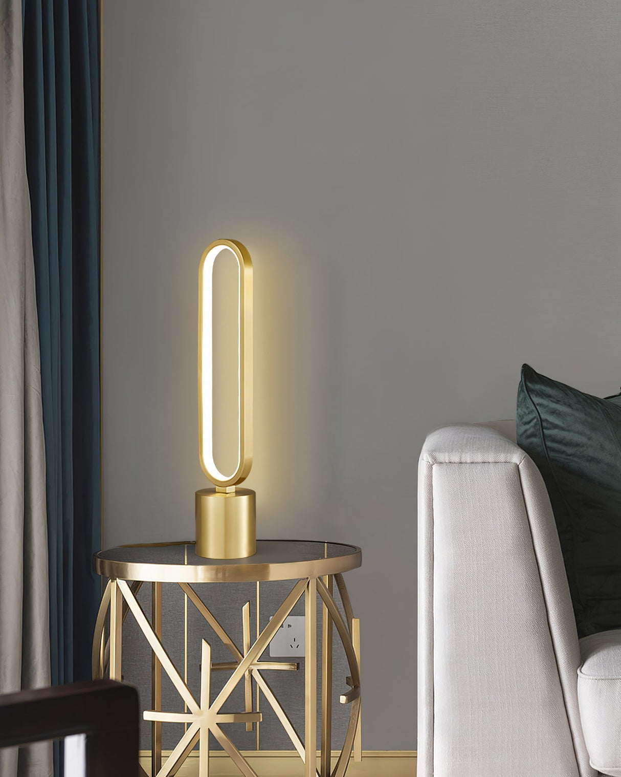 Modern LED Table Lamp Brass Oval Ring Design - Product detail 11