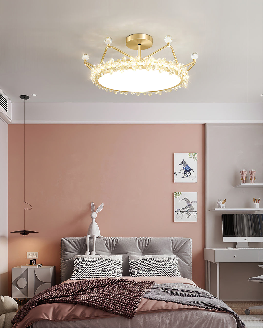 Crown Crystal Ceiling Light Floral Petal Design Gold Finish - Product detail 19