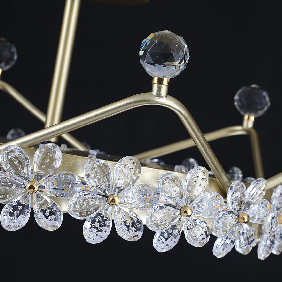 Crown Crystal Ceiling Light Floral Petal Design Gold Finish - Product detail 18
