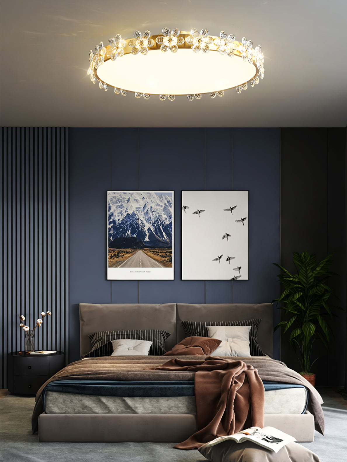 Crystal Petal Ceiling Light Brass Frame With Faceted Accents - Product detail 14