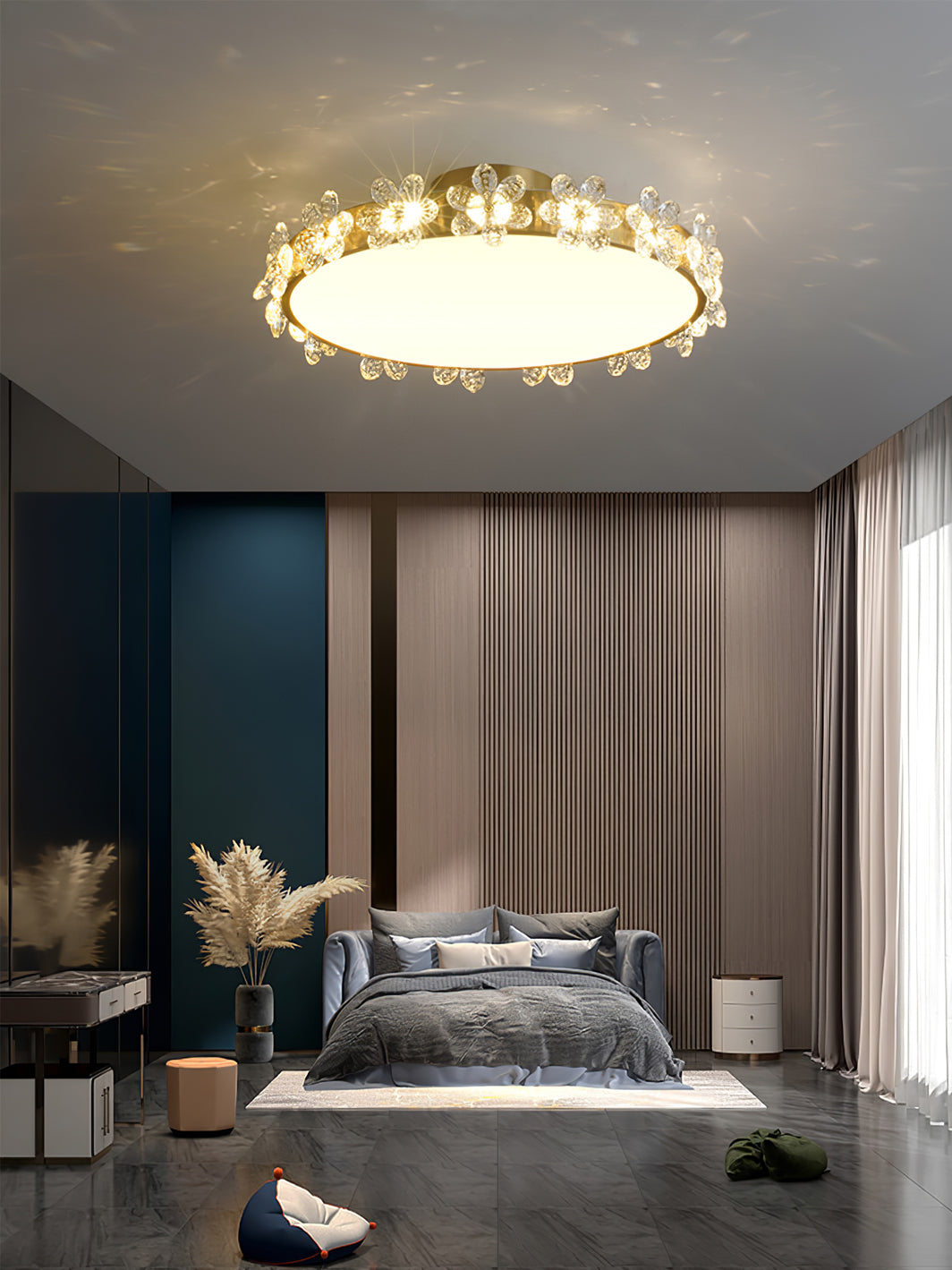 Crystal Petal Ceiling Light Brass Frame With Faceted Accents - Product detail 16